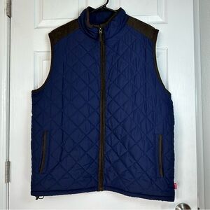 Coleman men’s XL‎ quilted navy outdoor vest with suede trim zip front pockets
